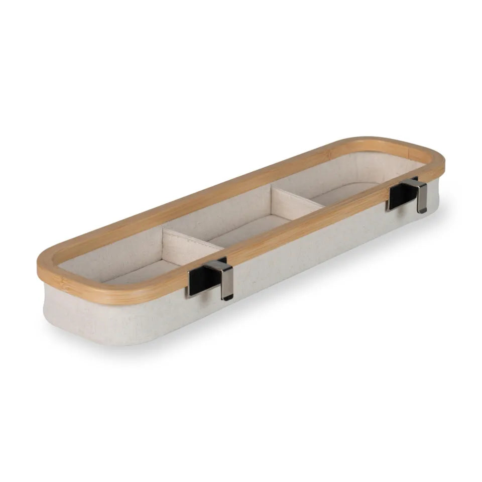 Quax hangrek met 3 indelingen voor luiertafel in beige bamboe.