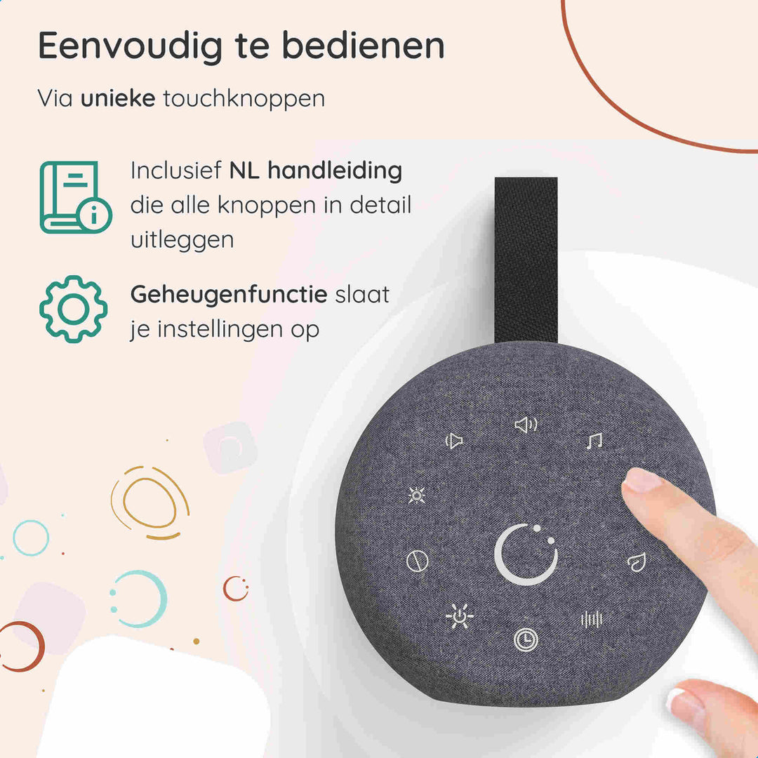 Numsy White Noise Move met 40 geluiden, nachtlampje, mesh afwerking en USB-C oplaadkabel