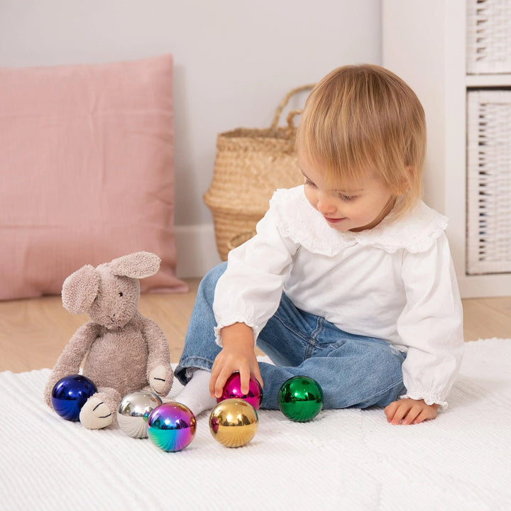 Set van 6 glanzende Tickit sensorische ballen in metallic kleuren met spiegelend oppervlak