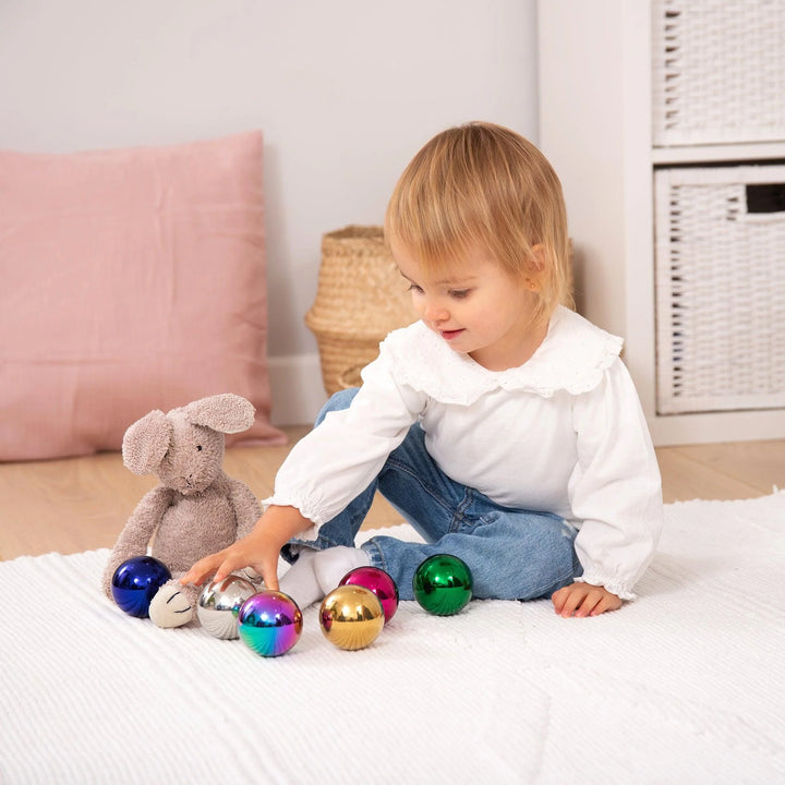 Set van 6 glanzende Tickit sensorische ballen in metallic kleuren met spiegelend oppervlak