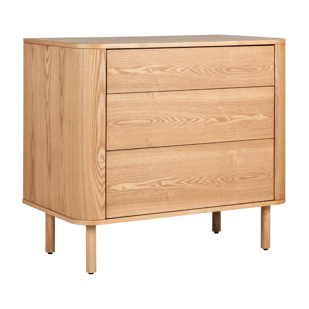 Quax Yume commode in Natural Ash met 3 lades en afgeronde hoeken