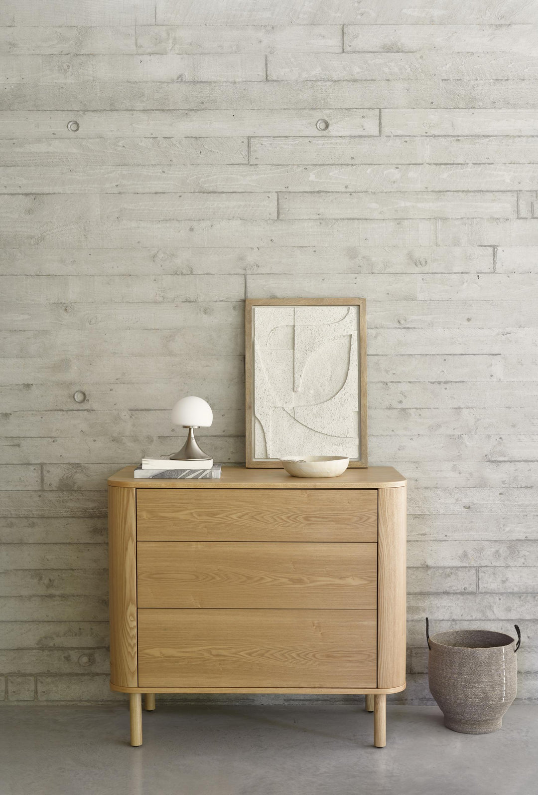 Quax Yume commode in Natural Ash met 3 lades en afgeronde hoeken