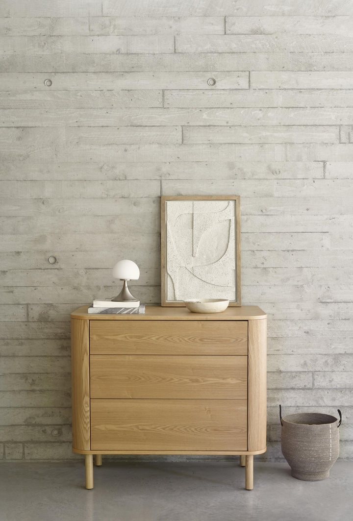 Quax Yume commode in Natural Ash met 3 lades en afgeronde hoeken