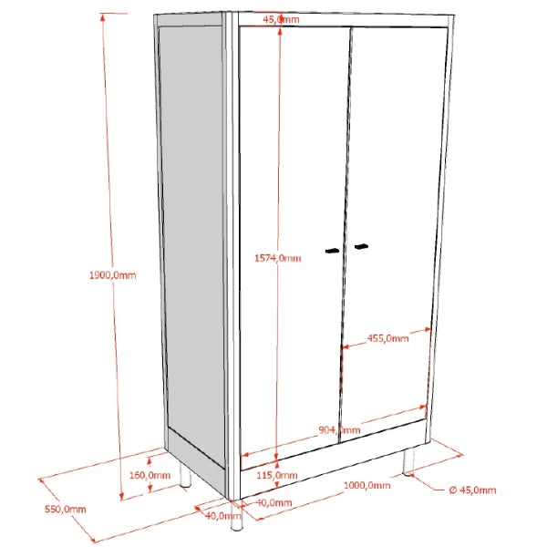 Jaxx - Kast Forrest Beech 2-deurs | Wit