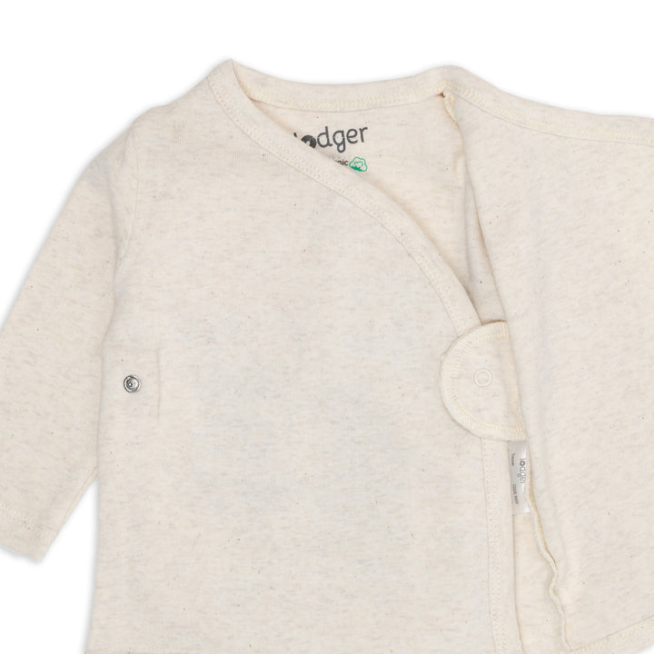 Lodger Topper babyshirt Melange in Birch – biologisch overslagshirt