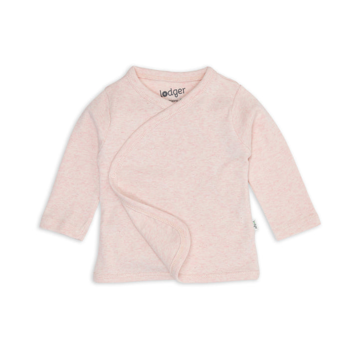 Lodger Topper babyshirt Melange in Tan – biologisch overslagshirt