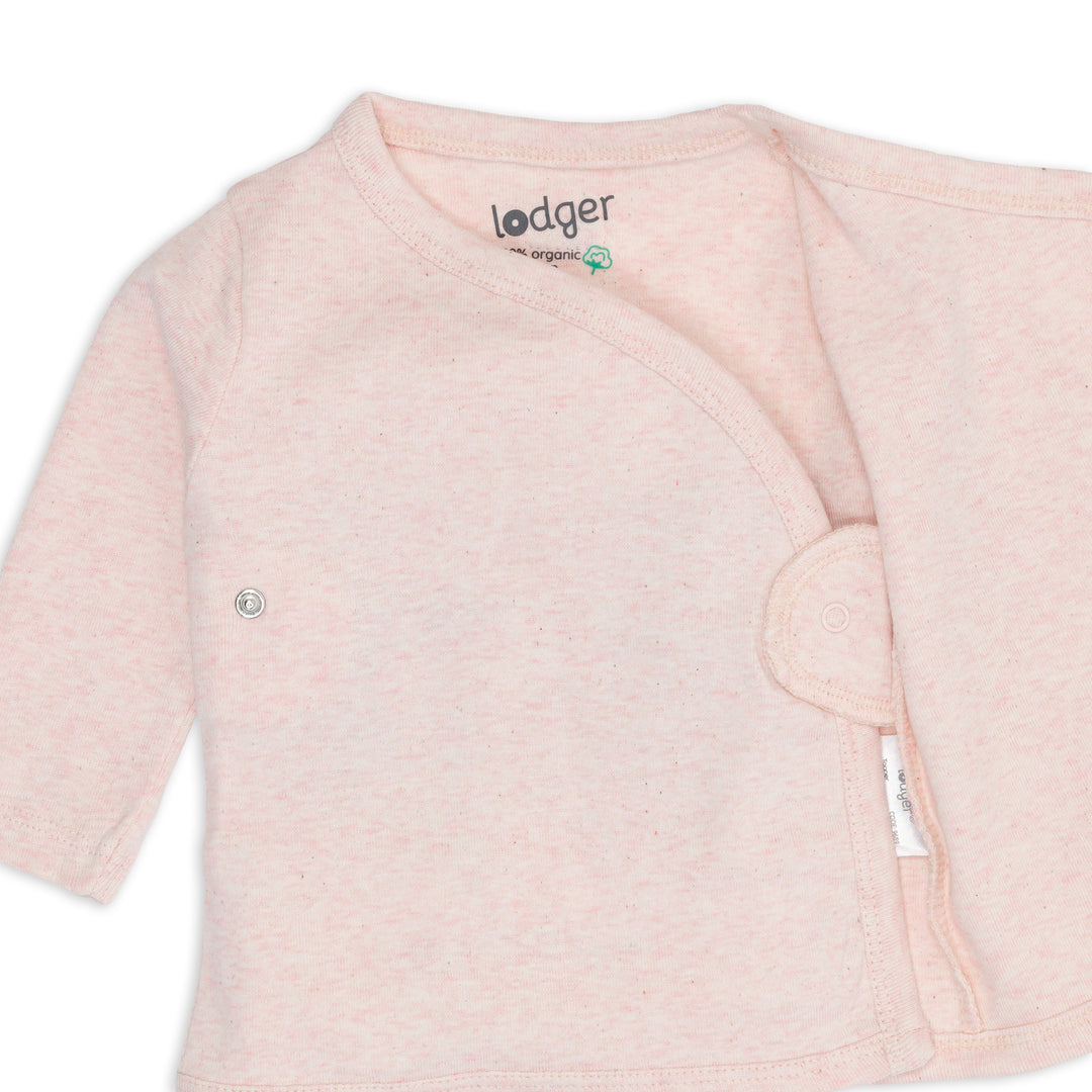 Lodger Topper babyshirt Melange in Tan – biologisch overslagshirt