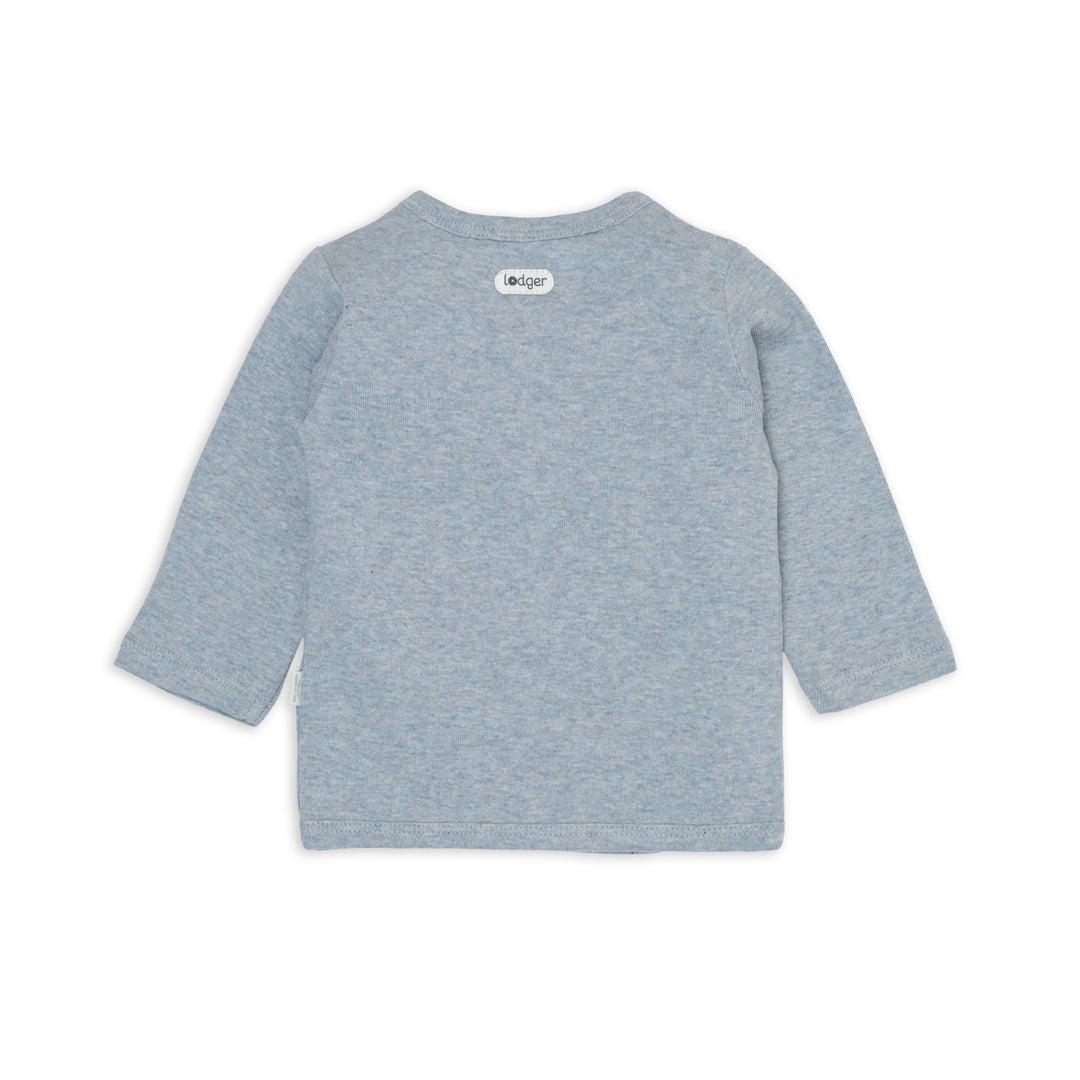 Lodger Topper babyshirt Melange in Blue Fogg – biologisch overslagshirt