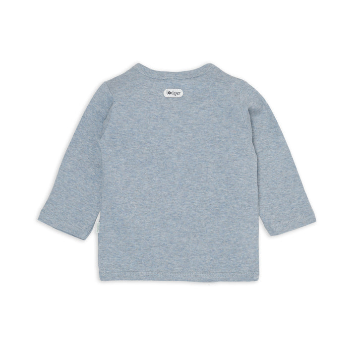 Lodger Topper babyshirt Melange in Blue Fogg – biologisch overslagshirt