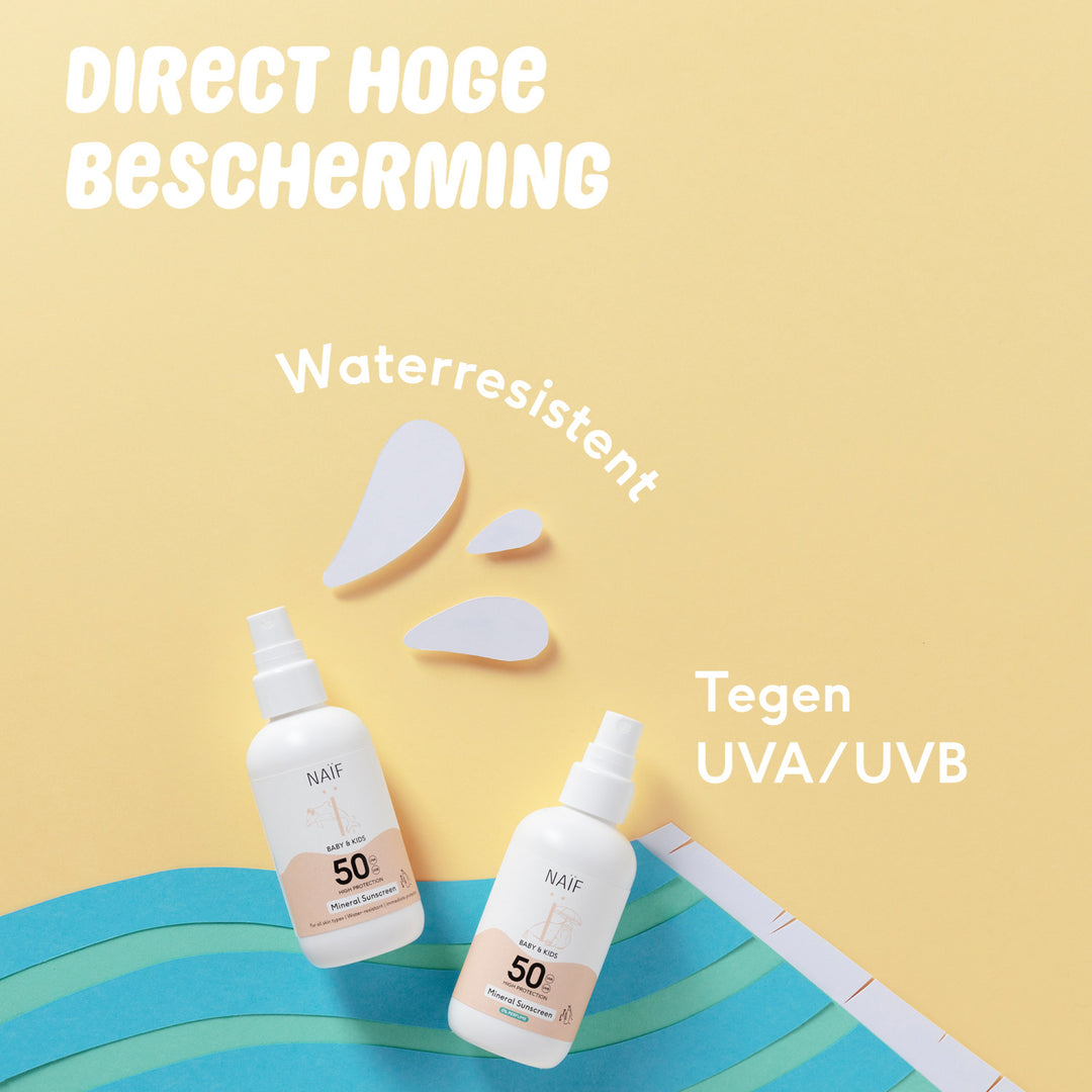 Naïf zonnecrème spray SPF50 100ml voor kinderen met zinkoxide