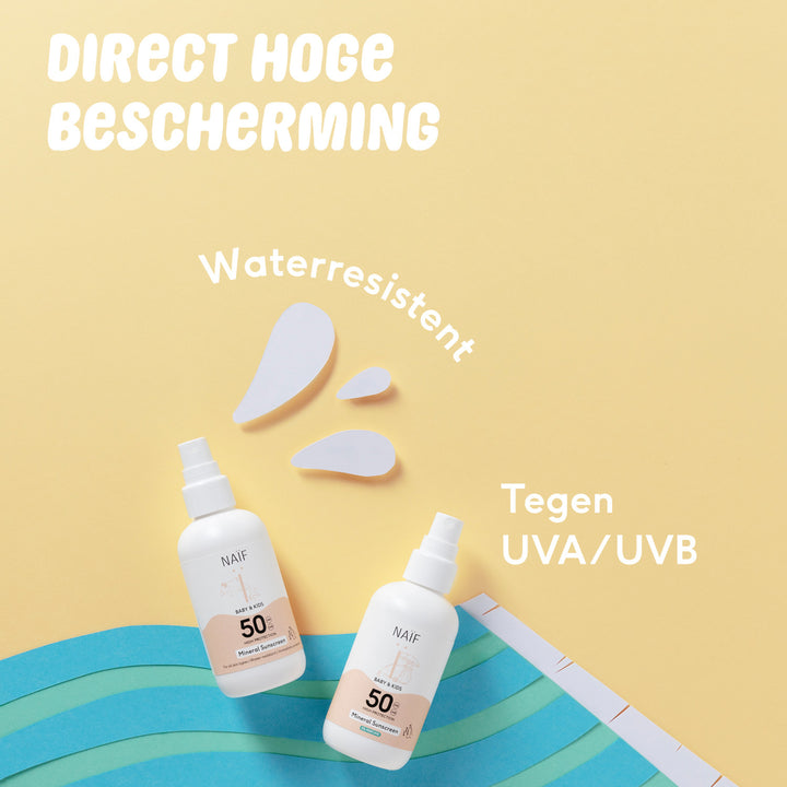 Naïf zonnecrème spray SPF50 100ml voor kinderen met zinkoxide
