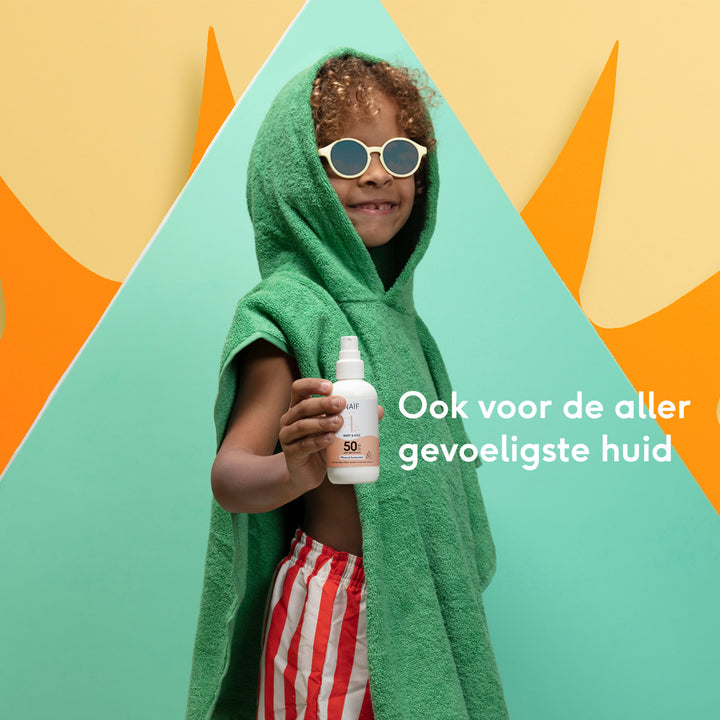 Naïf zonnecrème spray SPF50 100ml voor kinderen met zinkoxide