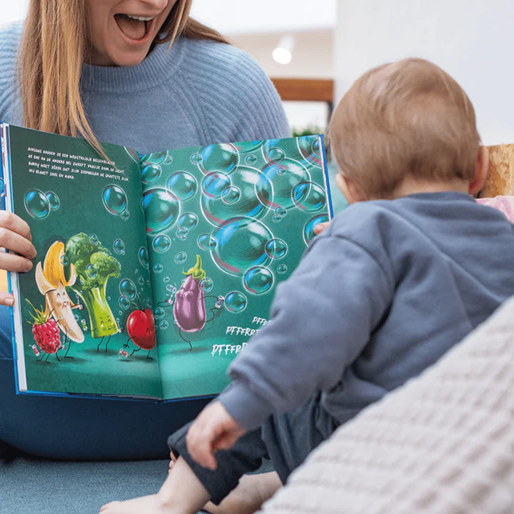 Boek "De Beste" van Hongry met Barry de blauwe bes die leert over doorzetten en zelfvertrouwen