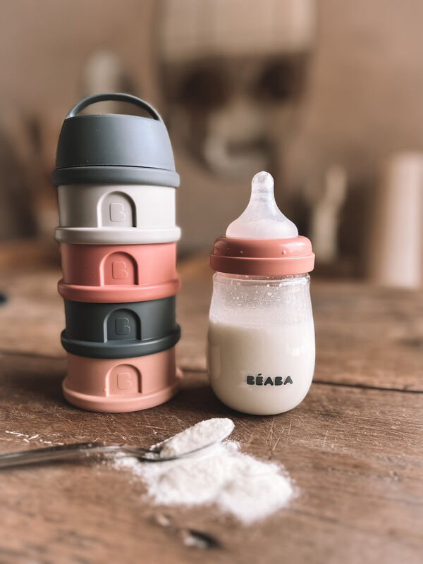 Béaba - Stapelbare Doseerdozen | Mineral Grey / Pink