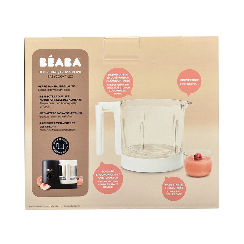 Glazen Béaba beker in wit voor Babycook Neo, 1250 ml, zonder mes
