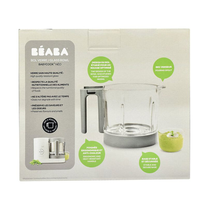 Glazen Béaba beker in grijs voor Babycook Neo, 1250 ml, zonder mes