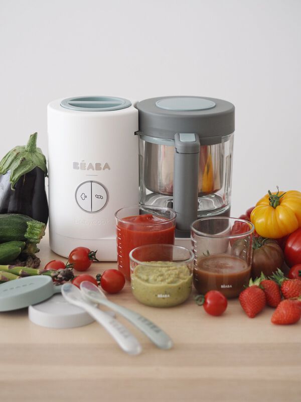 Glazen Béaba beker in grijs voor Babycook Neo, 1250 ml, zonder mes