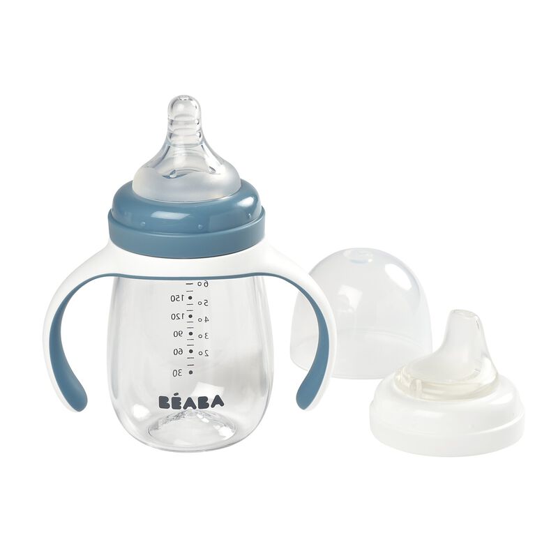 Béaba 2in1 drinkbeker Windy Blue met speen en tuit, 210ml, afneembare handgrepen