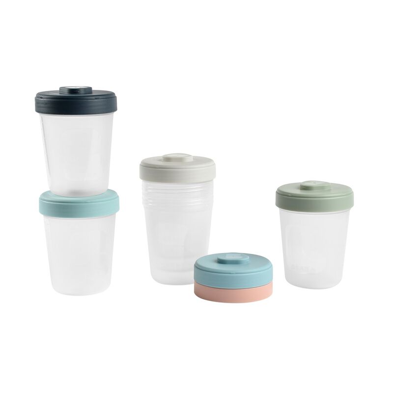Set van 6 Béaba Clipporties bewaarpotjes 250ml, stapelbaar en BPA-vrij