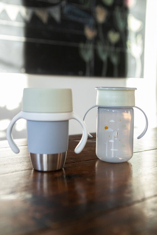 Beaba - RVS leerbeker Click & Drink | Kiezel