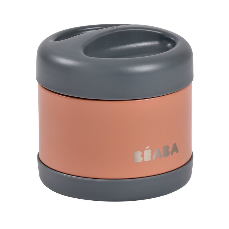 Béaba thermopotje 500ml in Mineral Grey/Terracotta met dubbelwandige isolatie