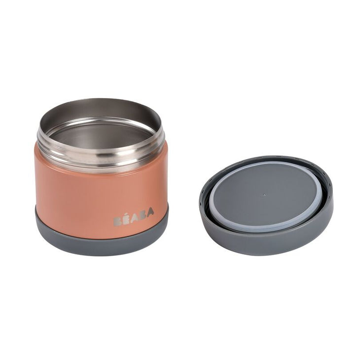 Béaba thermopotje 500ml in Mineral Grey/Terracotta met dubbelwandige isolatie