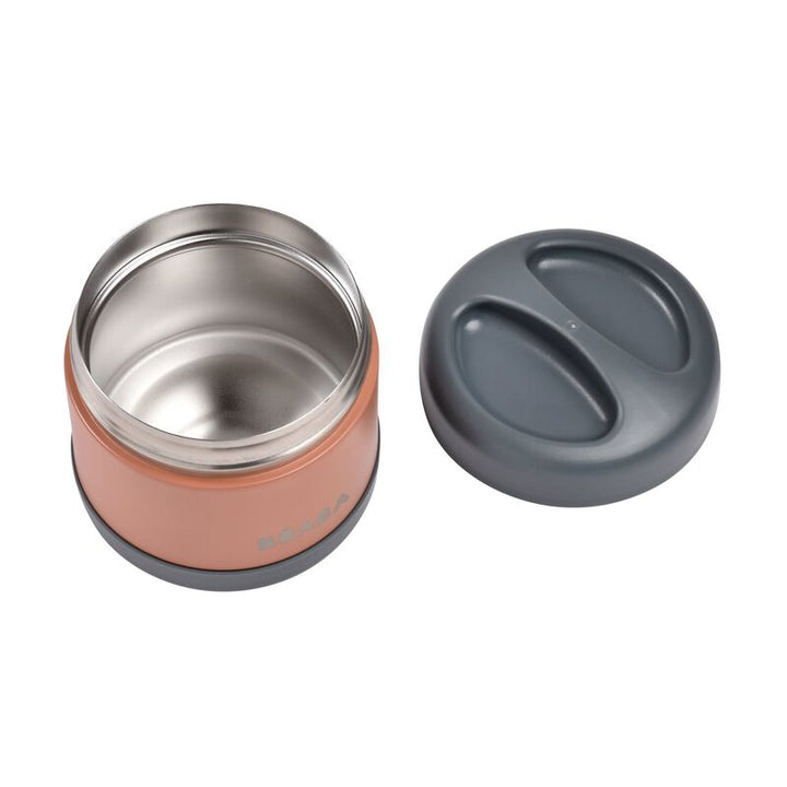 Béaba thermopotje 500ml in Mineral Grey/Terracotta met dubbelwandige isolatie