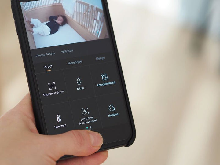 Beaba Babyfoon Zen Premium V2 White met Full HD camera, 360° rotatie, en HD-scherm.