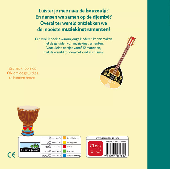 Clavis Geluidenboek Muziekinstrumenten Van Overal met wereldinstrumenten voor baby's