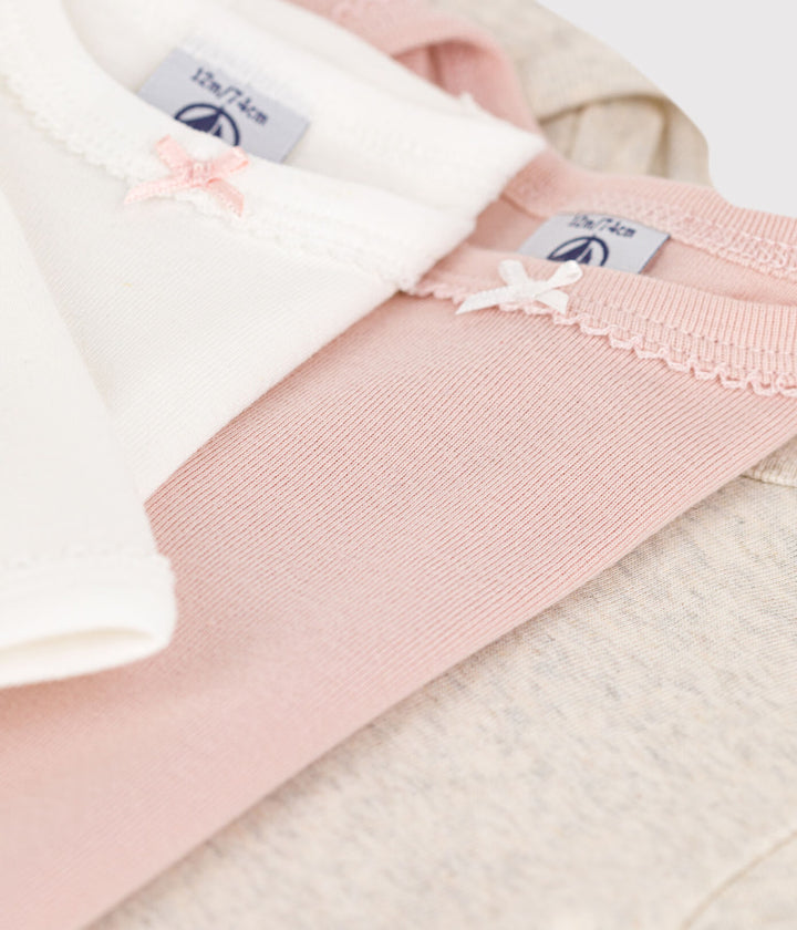 3-pack Petit Bateau body’s met strikdetails in haltermodel