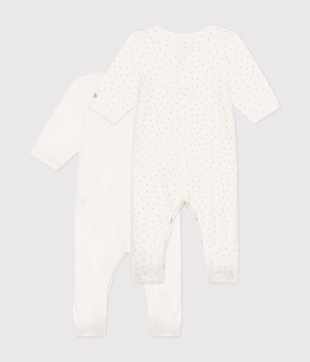Set van 2 Petit Bateau baby pyjama’s met voetjes en drukknoopjes