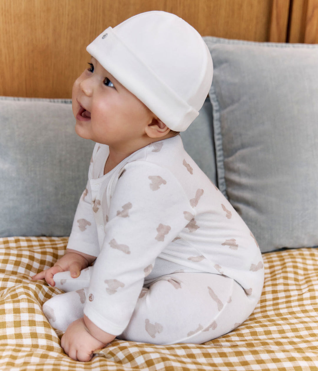Petit Bateau pyjama teddybeerdesign in marshmallow en brun