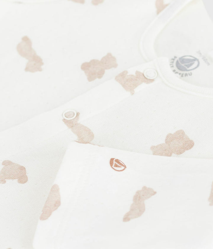 Petit Bateau pyjama teddybeerdesign in marshmallow en brun