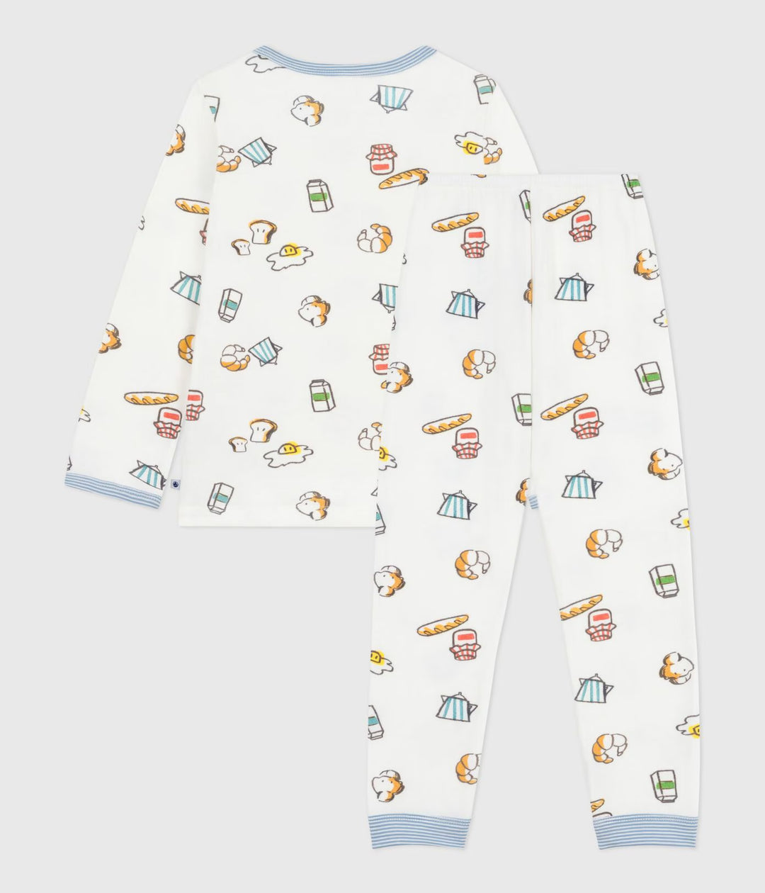 Petit Bateau 2-delige pyjama met ontbijtprint in Marshmallow / Multico