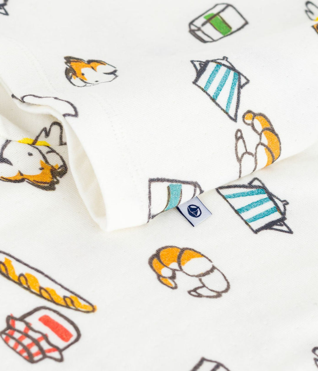 Petit Bateau 2-delige pyjama met ontbijtprint in Marshmallow / Multico
