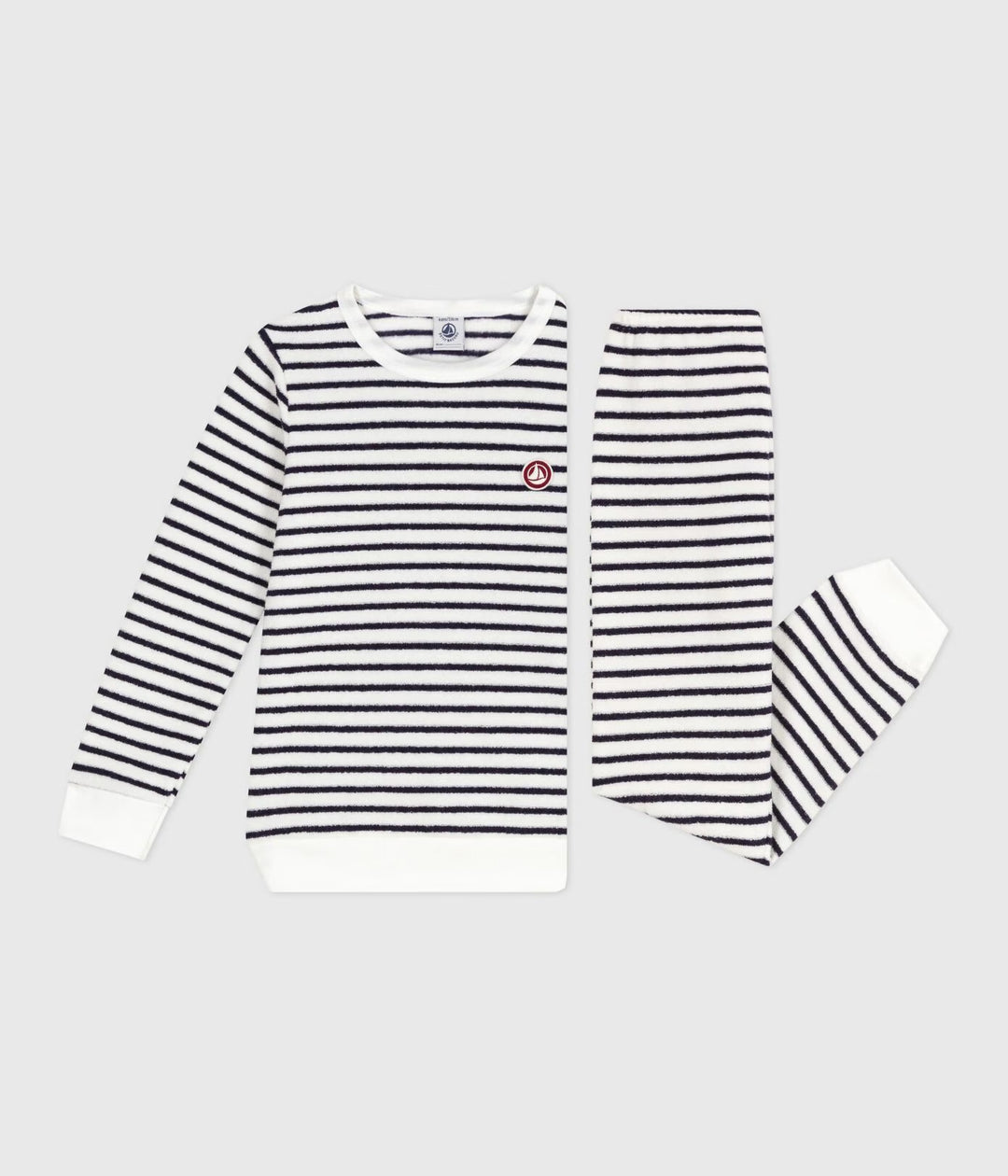 Petit Bateau 2-delige pyjama met strepen in Milk / Soir