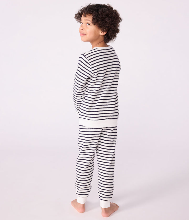 Petit Bateau 2-delige pyjama met strepen in Milk / Soir