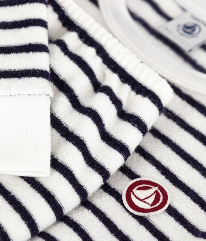 Petit Bateau 2-delige pyjama met strepen in Milk / Soir