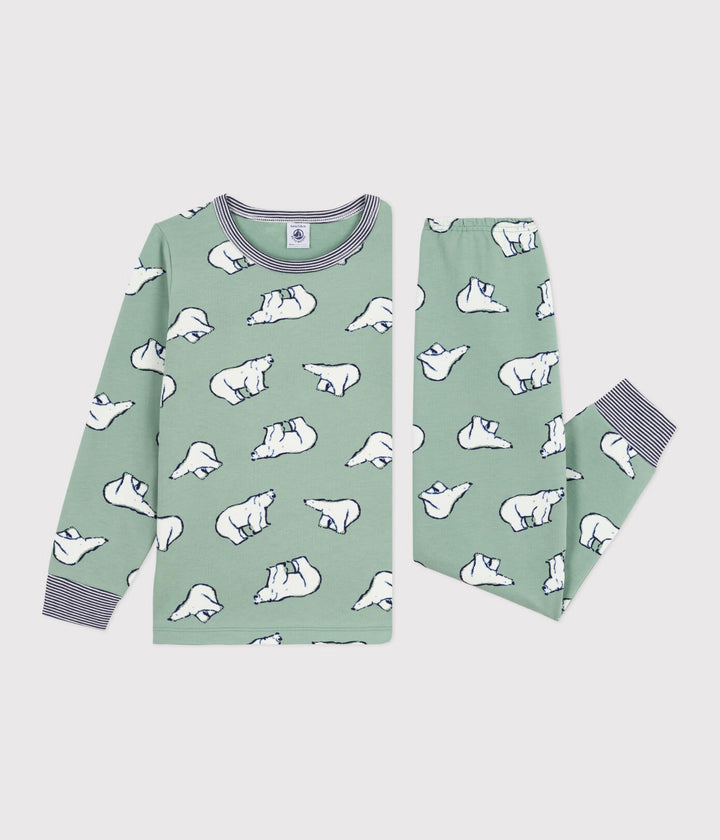 Petit Bateau 2-delige pyjama met berenprint in Saule / Multico