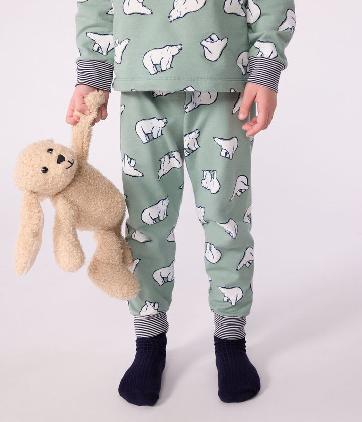 Petit Bateau 2-delige pyjama met berenprint in Saule / Multico