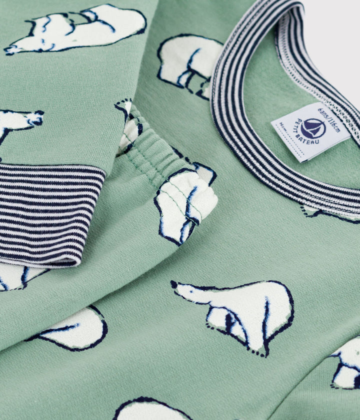 Petit Bateau 2-delige pyjama met berenprint in Saule / Multico