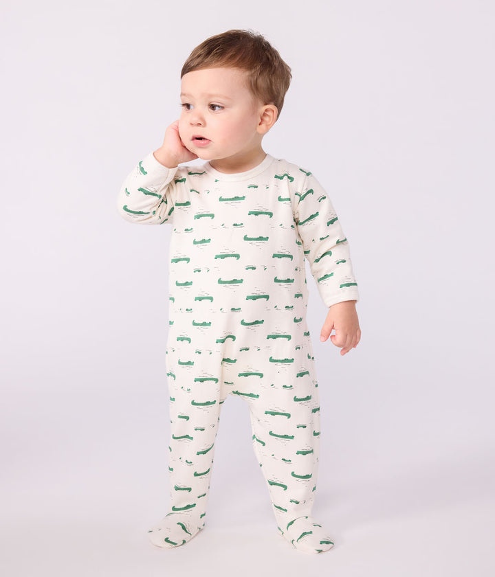 Petit Bateau pyjama met krokodillenprint in Milk / Multico