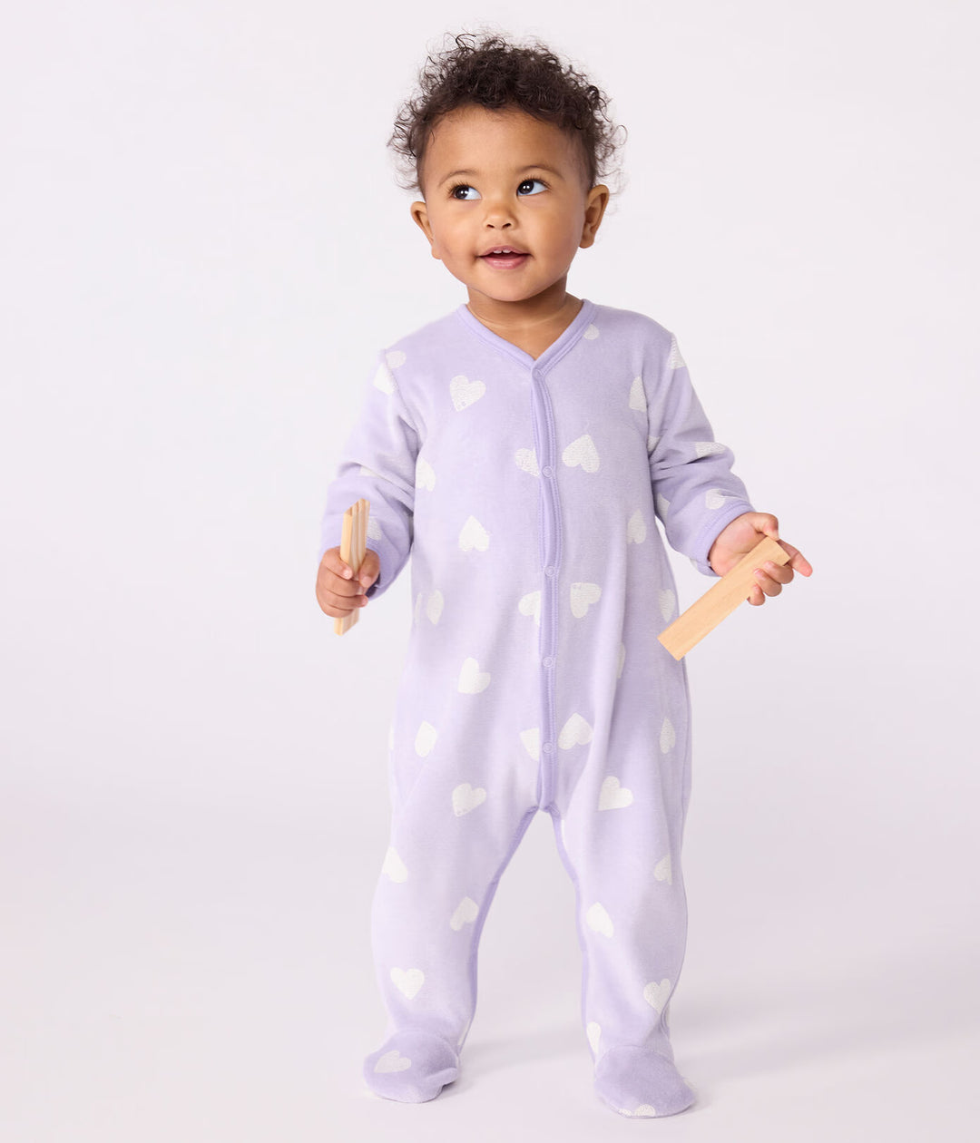Petit Bateau meisjespyjama met hartjes in Squaw / Marshmallow