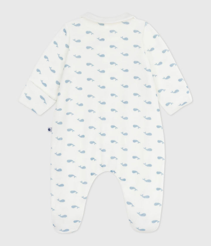 Uniseks Petit Bateau pyjama in fluwelen bouclé met kraagje
