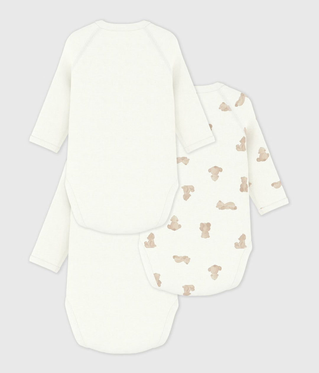 Petit Bateau 3-pack body’s met beerprint en effen designs voor baby’s