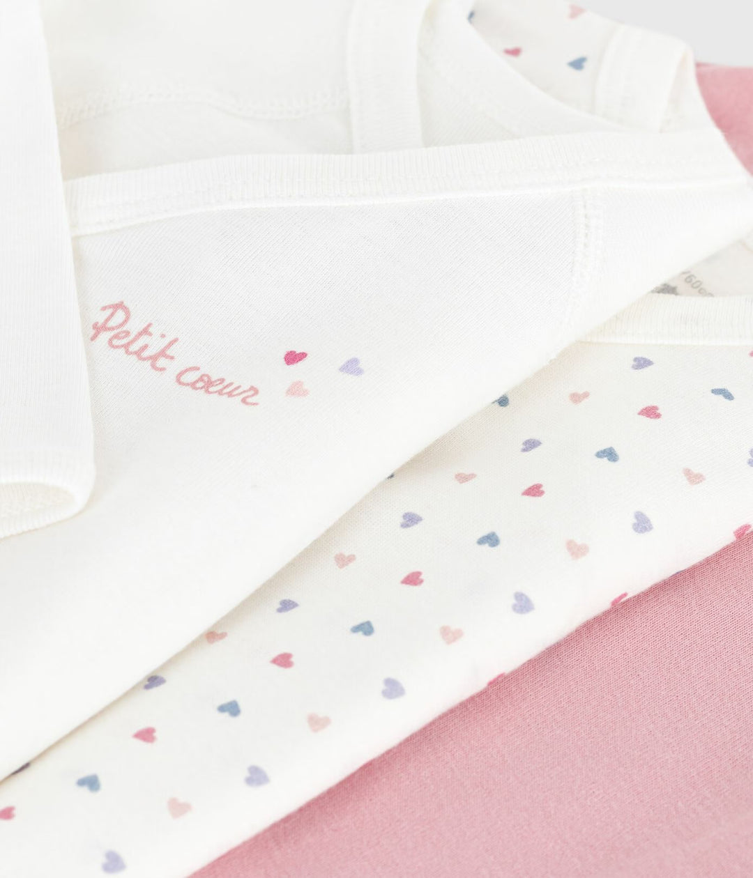 3-pack Petit Bateau meisjesrompertjes van katoen met lange mouwen