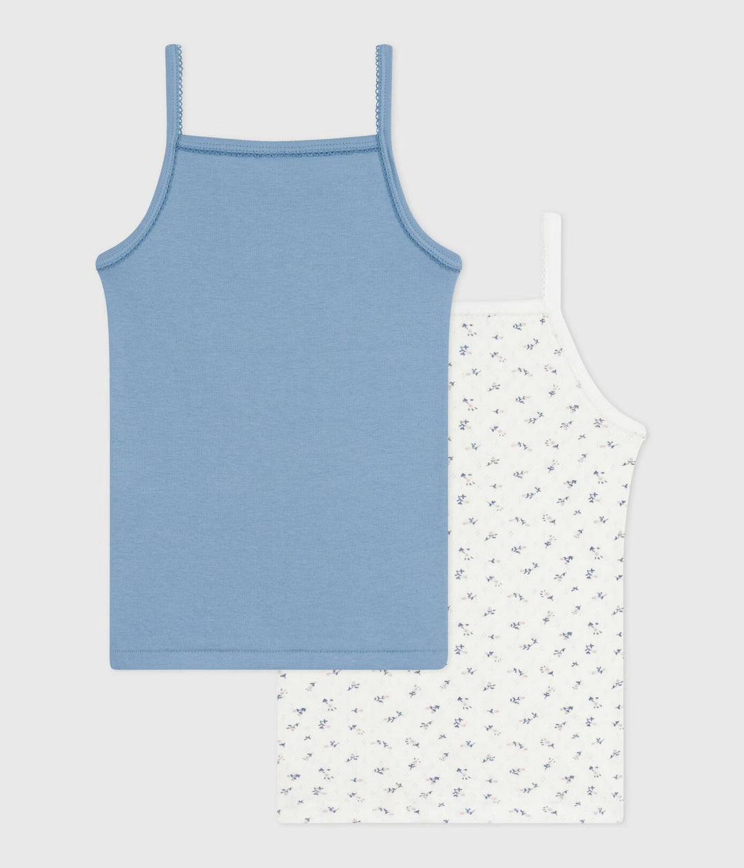 Petit Bateau 2-pack onderhemden met spaghettibandjes in Flowers / Blue
