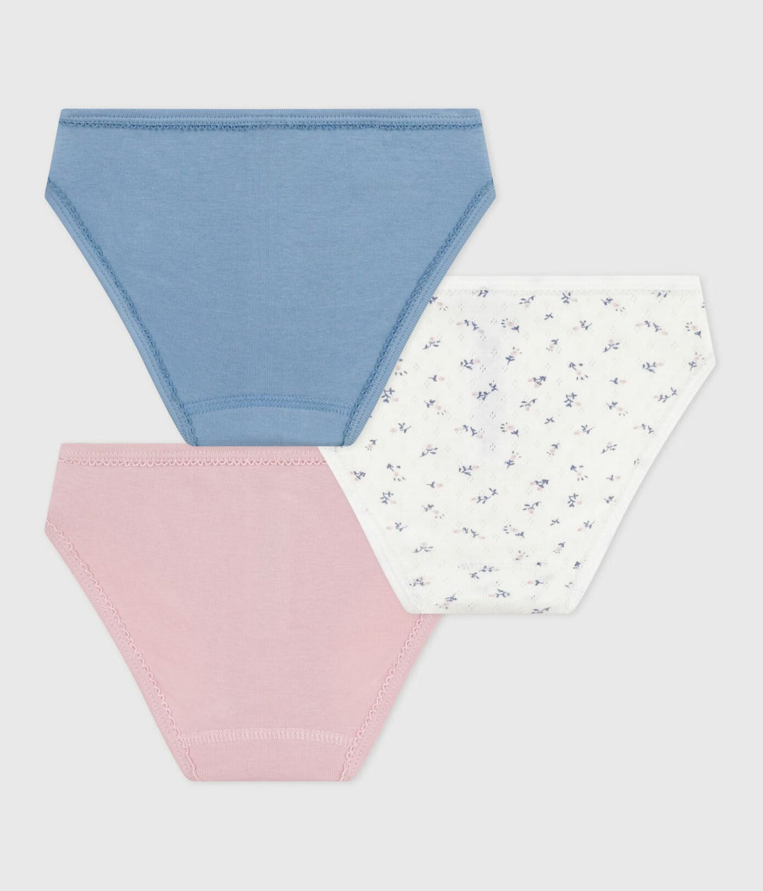 Petit Bateau 3-pack meisjes slips met bloemenprint en effen designs
