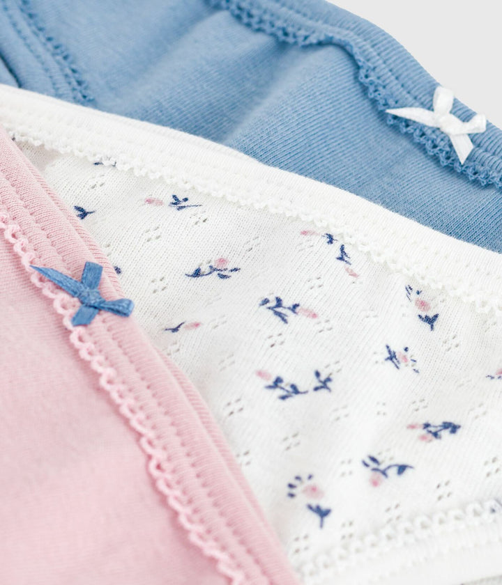Petit Bateau 3-pack meisjes slips met bloemenprint en effen designs