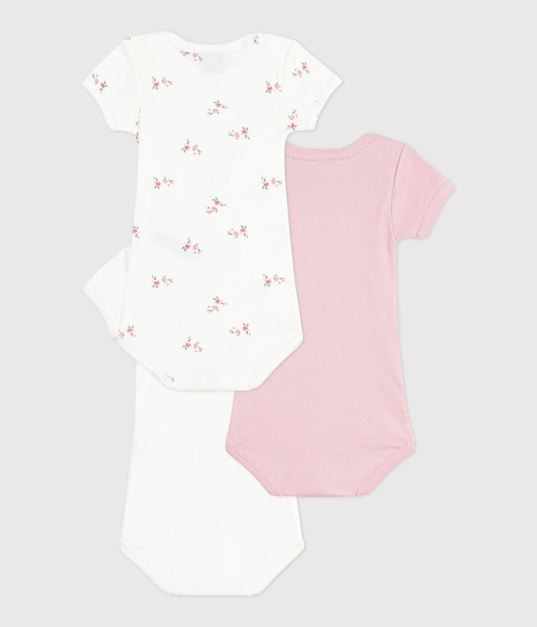 3-pack Petit Bateau meisjesbody’s korte mouw met bloemenprint